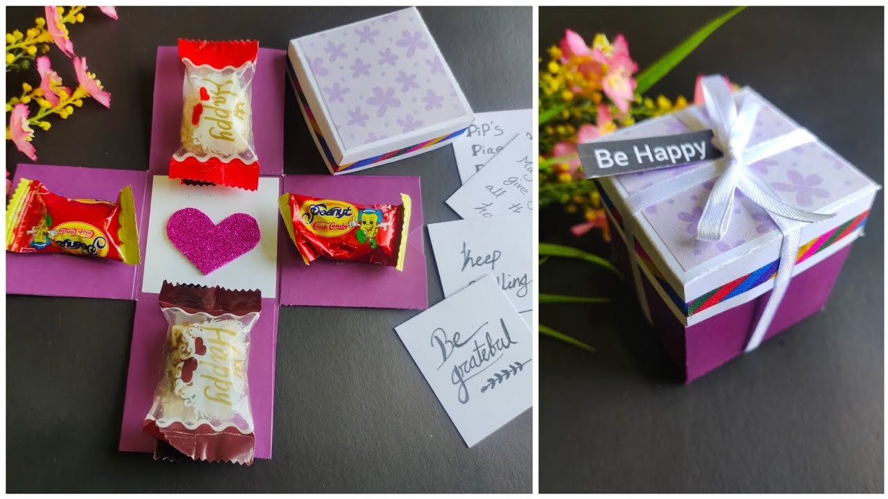 Mini Chocolate explosion box tutorial. Diy greeting cards