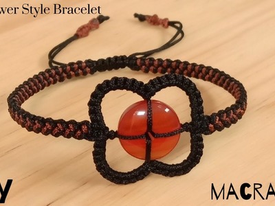 Simple Macrame Beaded Flower Style Bracelet