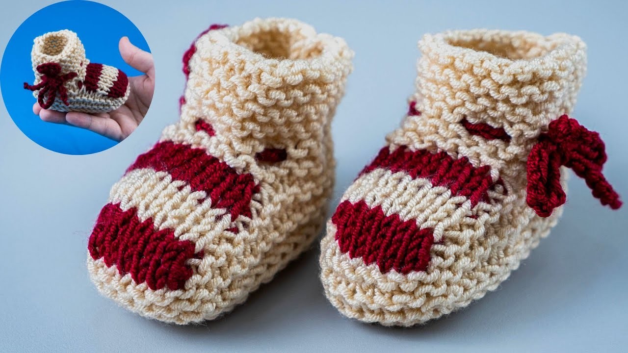 Simple slippers.socks on 2 knitting needles for babies!