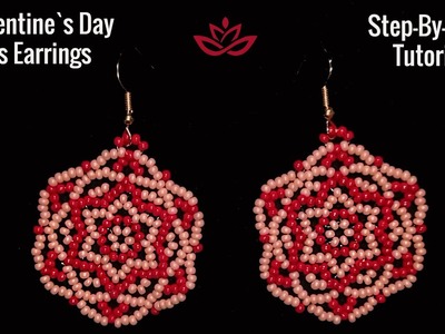 St Valentine's Day Roses Earrings - Tutorial || How to make beaded roses?