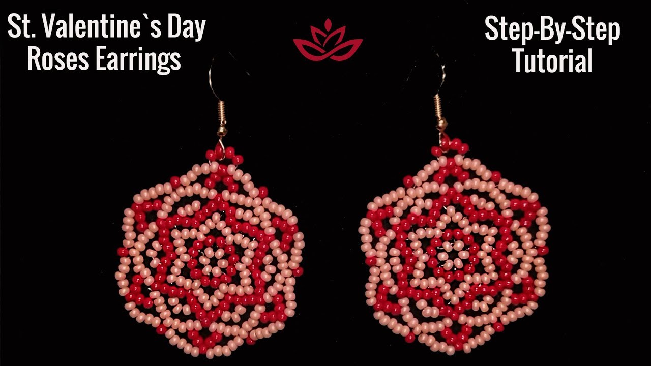 St Valentine's Day Roses Earrings - Tutorial || How to make beaded roses?