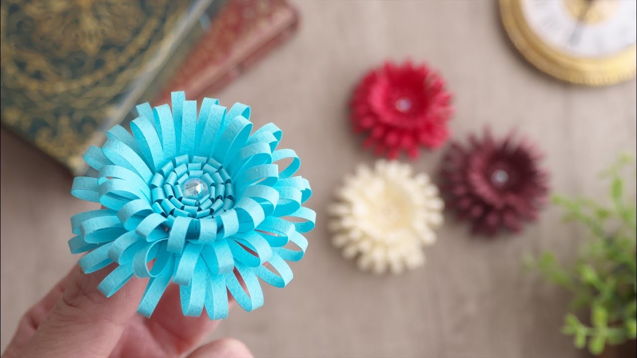 ペーパークイリング風 ふわっと可愛いペーパーフラワーの作り方 -DIY How to Make Cute Paper Flowers. Tutorial