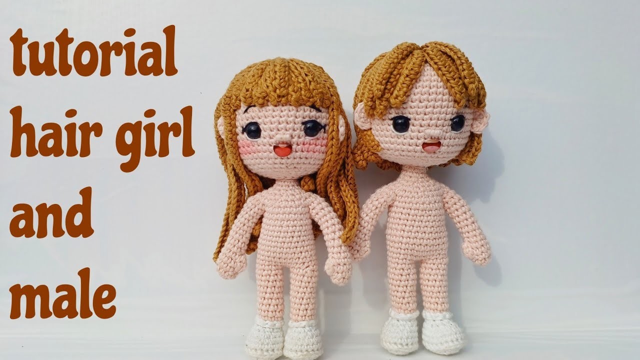 Tutorial amigurumi hair girl and male. how to crochet. diy.boneka rajut
