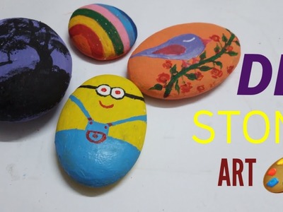 Tutorial  for 4 Stone paintings as begginer. DIY STONE Art ???? #stoneart