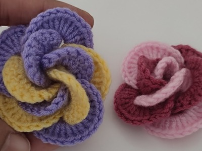 Unbelievable trick to make a crochet flower in 10 seconds - How to crochet rose flower - Rose flower