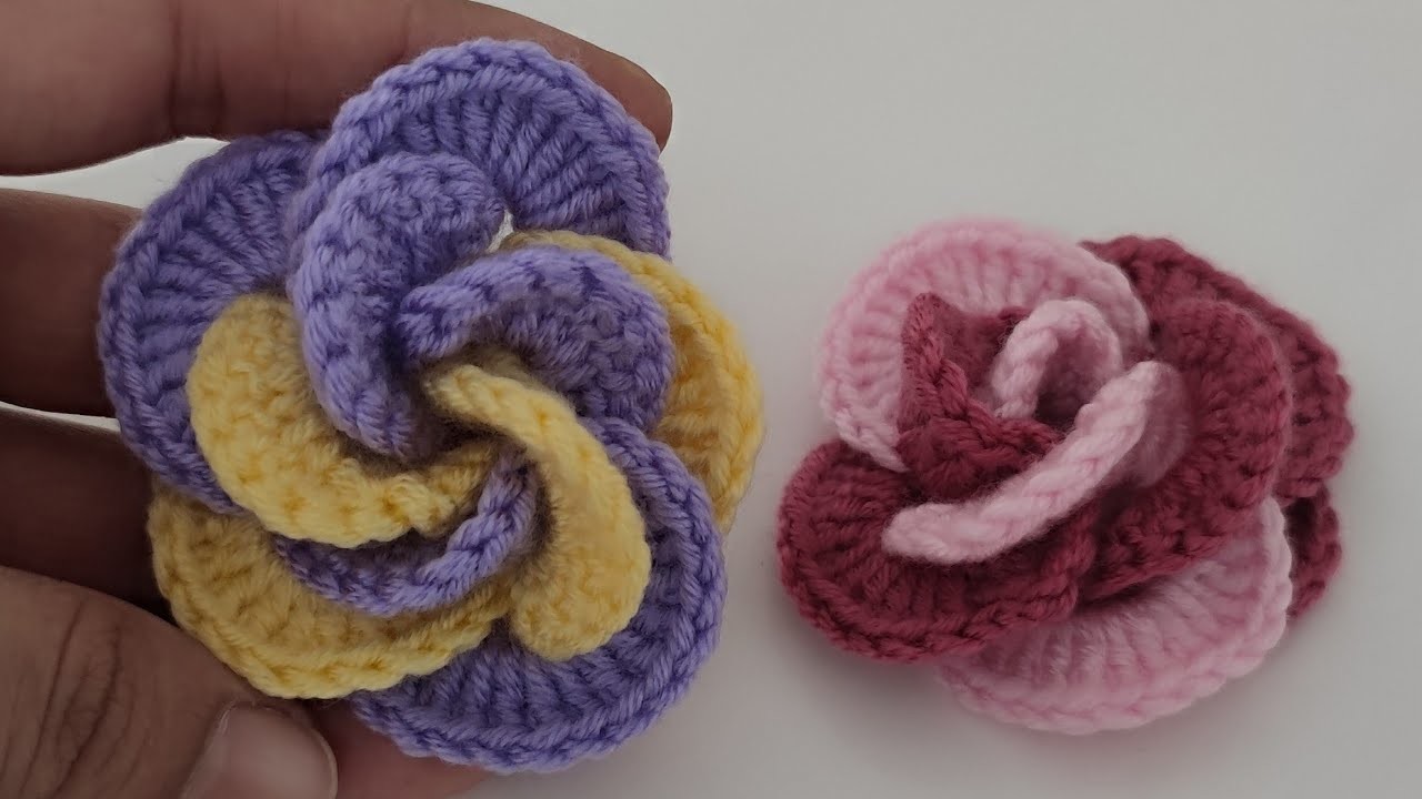 Unbelievable trick to make a crochet flower in 10 seconds - How to crochet rose flower - Rose flower