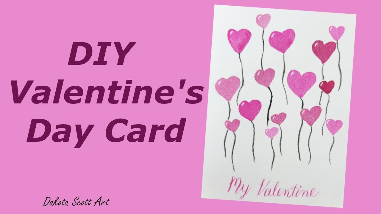 Valentine's Day Card Tutorial for Beginners (Simple DIY Watercolour Painting)