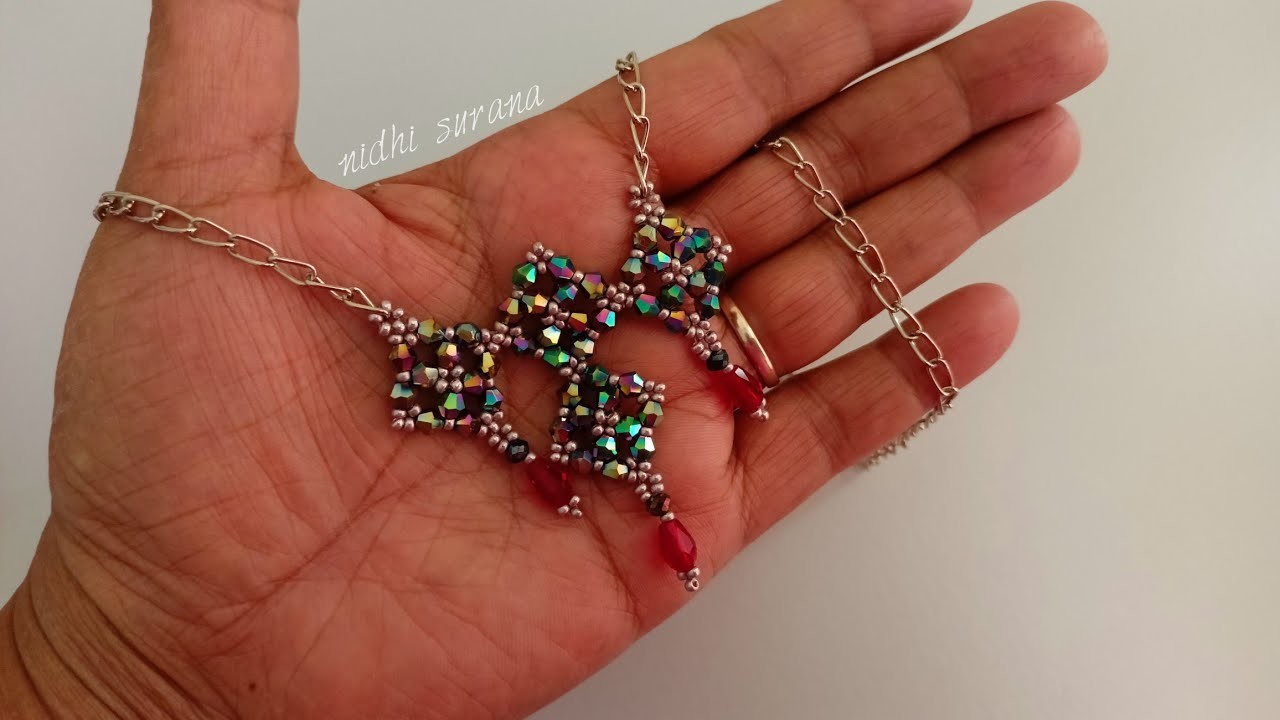 Valentine's Day Necklace with Bicone Crystals.Jewelry making Tutorial.Collar diy