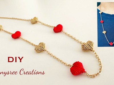 Valentine’s Day Special heart Necklace || Beaded Here Tutorial || DIY Beaded heart ❤️