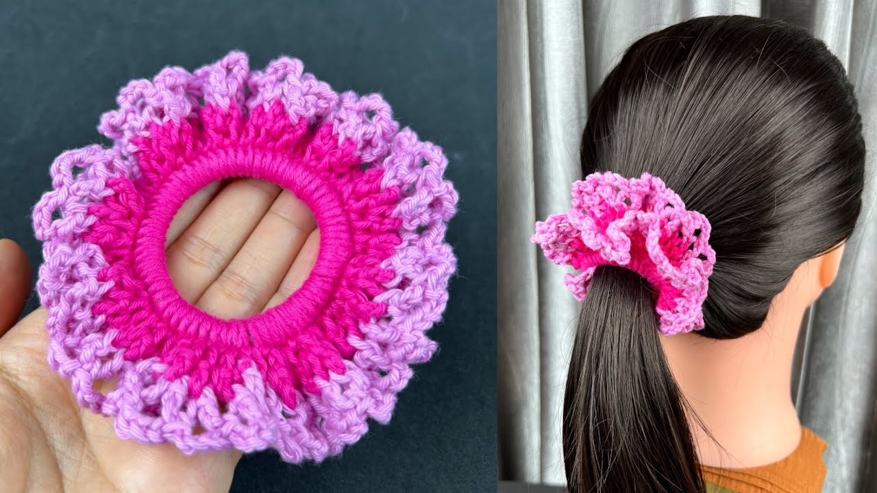Very Easy ✅✅ Crochet Scrunchies Tutorial. DIY Crochet Hair Scrunchies.