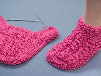 Beautiful knitted socks.slippers without a seam on the sole, simple and easy!