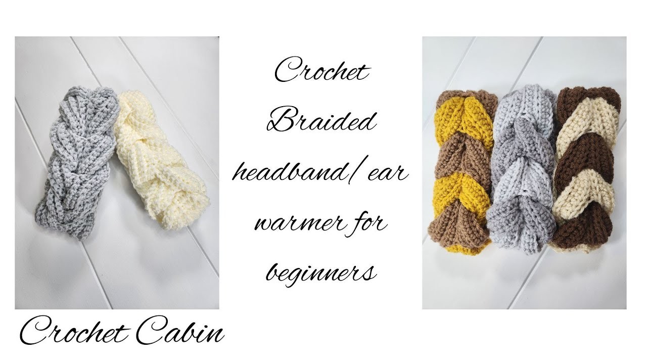 Crochet braided, ear-warmer, or headband, for beginners.