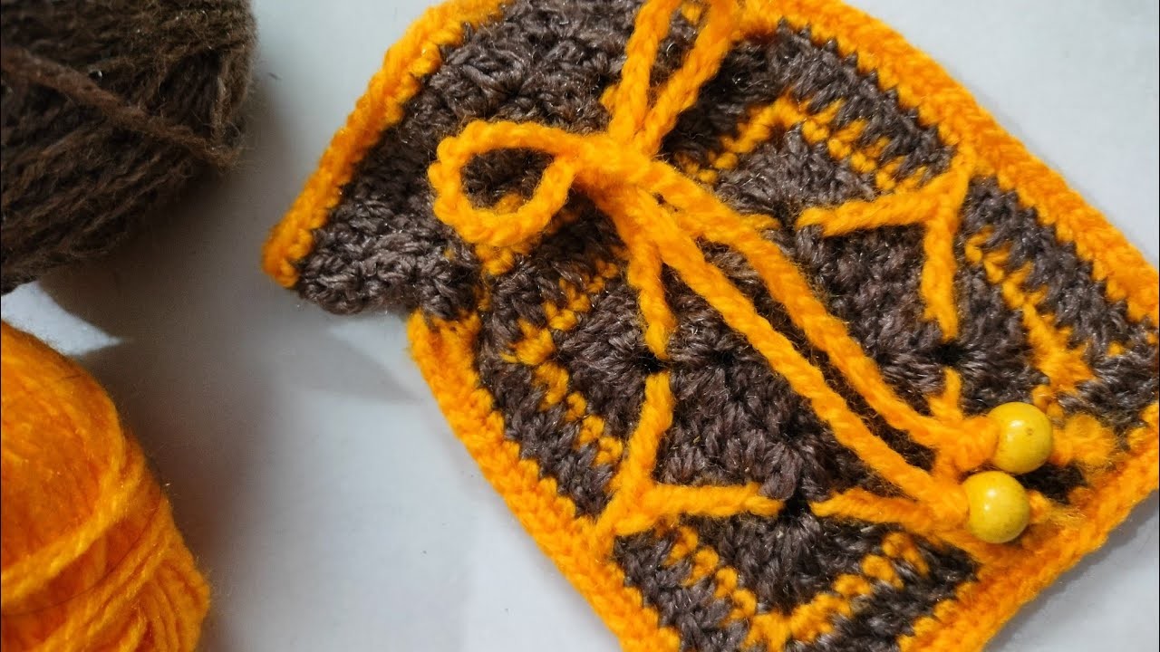 Crochet Easy Drawstring Bag, Reusable Bag, Gifting Options.