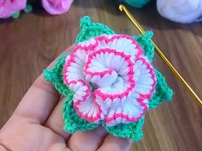 Crochet flower beautiful tunisian crochet rose 3d #crochet #knitting