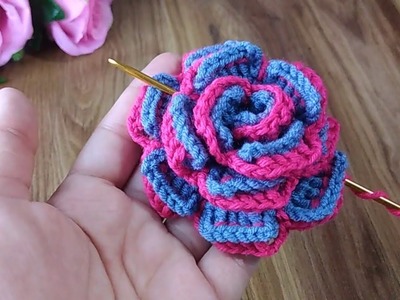 Crochet flower double colors . flor de croche passo a passo  #crochet #knitting