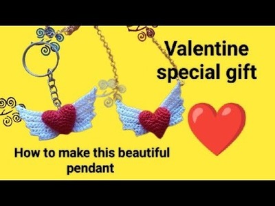Crochet jewellery.  Heart.thread jewellery. wings .Valentine special crochet gift ❤️