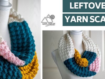 CROCHET: SCRAP Yarn Crochet SCARF pattern, EASY texture scarf from LEFTOVER yarn