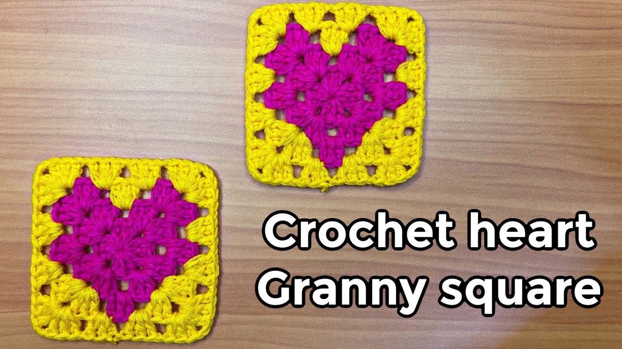 Easy Crochet heart granny square tutorial for tops, bags, sweaters