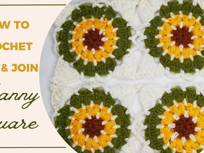 How to Crochet a Sunflower Granny Square & Joining the squares together Tutorial|Afristylz Yarns