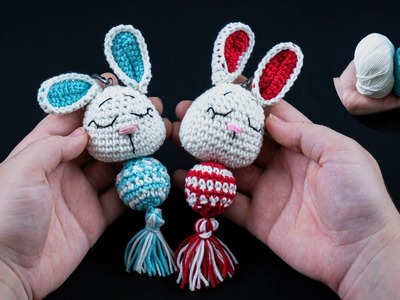 How to crochet an easy Bunny toy - DIY it as a keychain or a pendant!