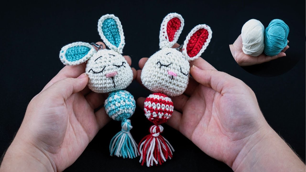 How to crochet an easy Bunny toy - DIY it as a keychain or a pendant!