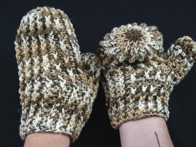 How to crochet mittens easy - knitting for beginners!