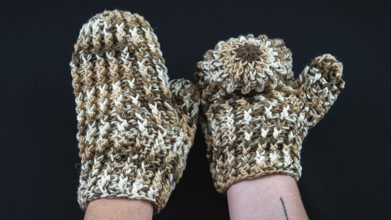 How to crochet mittens easy - knitting for beginners!
