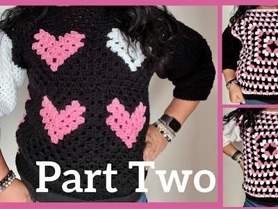How To Crochet the Granny Square Heart Sweater Part 1 - Slow & Easy Crochet Tutorial For Beginners