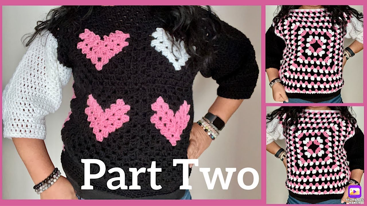 How To Crochet the Granny Square Heart Sweater Part 1 - Slow & Easy Crochet Tutorial For Beginners