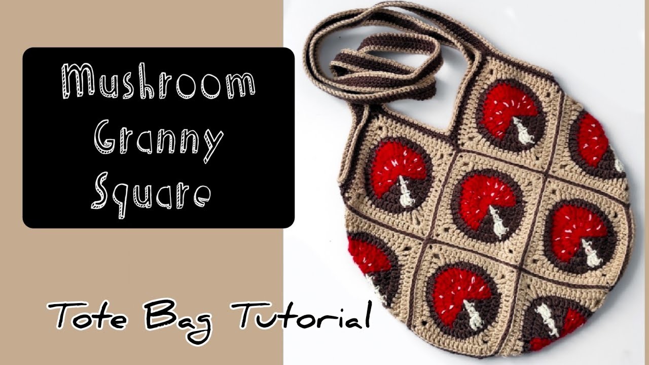 How To Crochet Tote Bag || Step by step Mushroom Granny Square Market Bag Tutorial