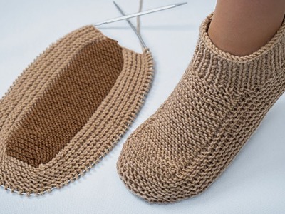 How to knit slippers without a seam on the sole out of 4 stitches - it’s easy and quick!