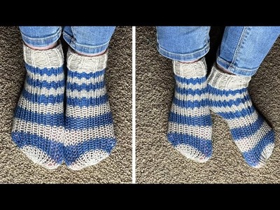 How To Make Ankle Socks With Ribbed Knit Cuff - Addi | Sentro | Knitting Machine