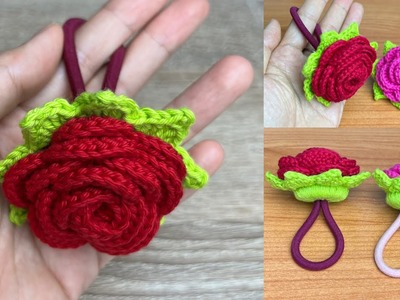 Knitting Rose Scrunchies. Very Easy Crochet Tunisian.