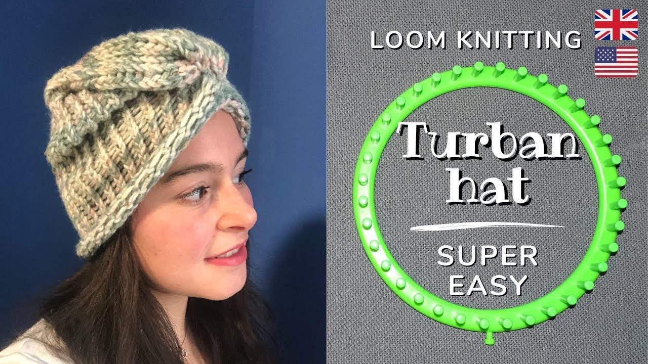 Loom knit BASIC TURBAN hat - SUPER EASY (IT TAKES 1 HOUR!) - ENGLISH TUTORIAL