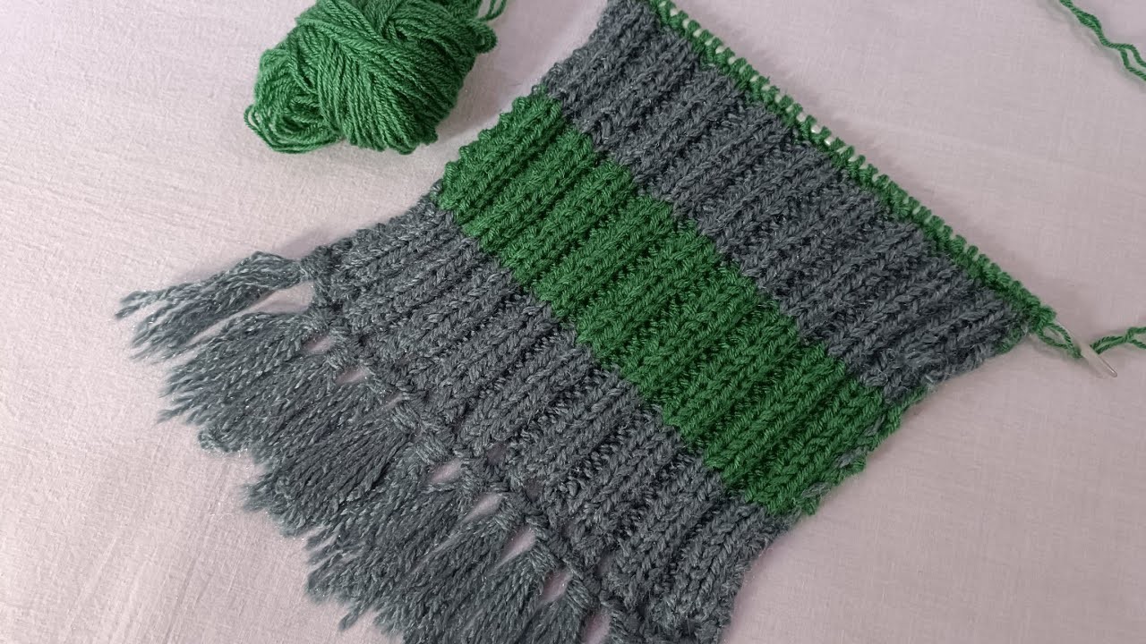 Muffler Knitting for Beginners | Easy Knitting pattern for muffler | reversible muffler design