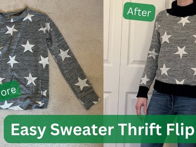 THRIFT FLIP | Upgraded Sweater with knit details | Thrifting Transformation | ThredUp Thrift Flip