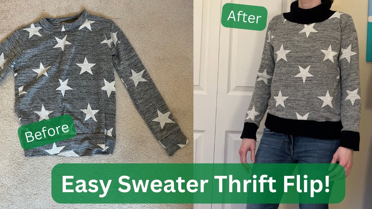 THRIFT FLIP | Upgraded Sweater with knit details | Thrifting Transformation | ThredUp Thrift Flip