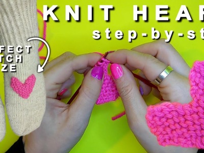 Watch me knit a small heart patch from start to finish + free pattern