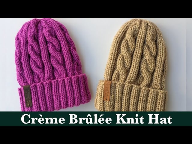 Worsted-Weight Yarn Knit Cable Hat || Crème Brûlée Cable Knit Beanie