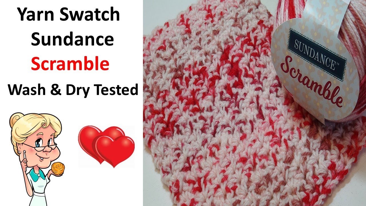 YARN SWATCH - Sundance Scramble Yarn - Crochet Samples - Wash and Dry Test  #Herrschners