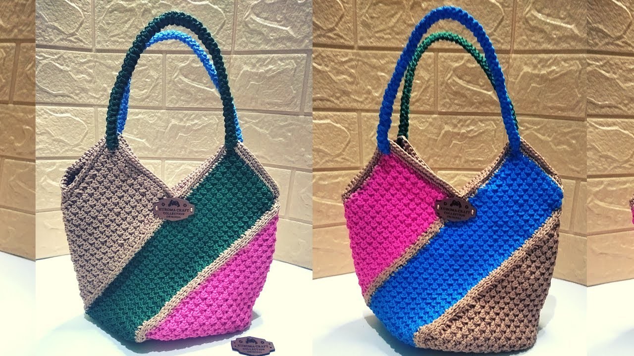 BEAUTIFUL CROCHET BAG WITH COMBINATION COLOR | DIY CROCHET BAG TUTORIAL