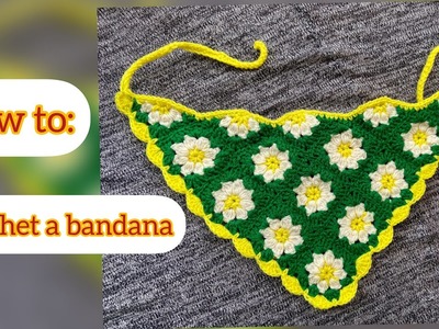 Crochet Bandana | Granny Square flowers