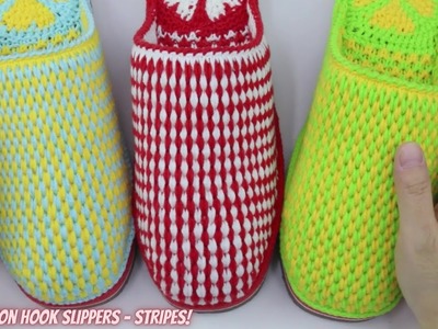 Crochet Cotton Hook Slippers | Crochet Slippers | How To Crochet Slippers Stripes -p#1