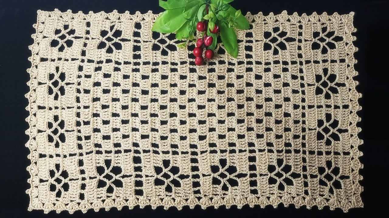 Crochet Design ( Thalposh. Table Cloth. Placemat. Table Runner ) in Hindi Urdu - Woolen Craft 154