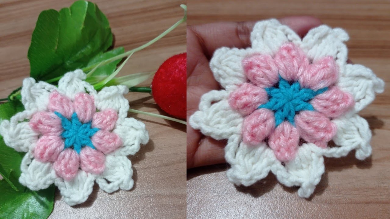 Crochet flower.How to crochet a flower.Crochet 8 petals flower.Crochet simple flower.কুশিকাটার ফুল।