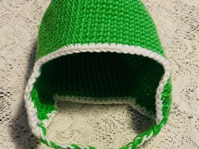 Crochet Hat With Ear Flaps Size 3-6 Months