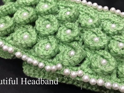 Crochet Headband with beads|best idea use crochet pattern |easy made headband |