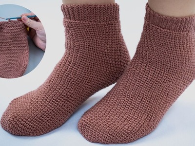 Crochet slippers.socks from the toe - a detailed tutorial!