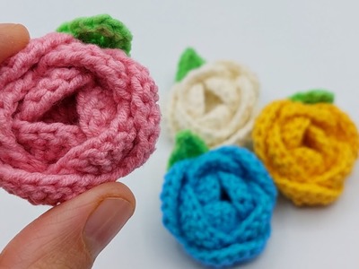 CROCHET TINY ROSE | HOW TO CROCHET LITTLE ROSE FLOWER