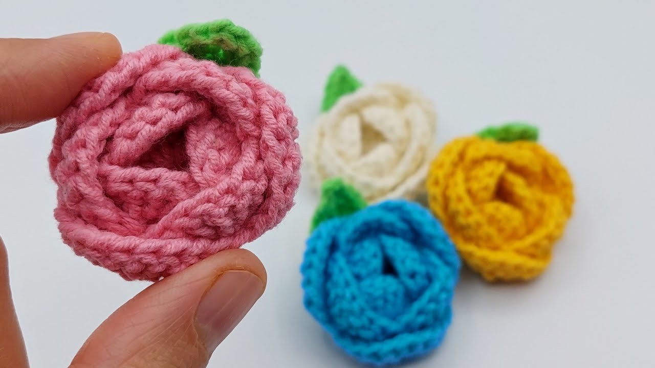 CROCHET TINY ROSE | HOW TO CROCHET LITTLE ROSE FLOWER